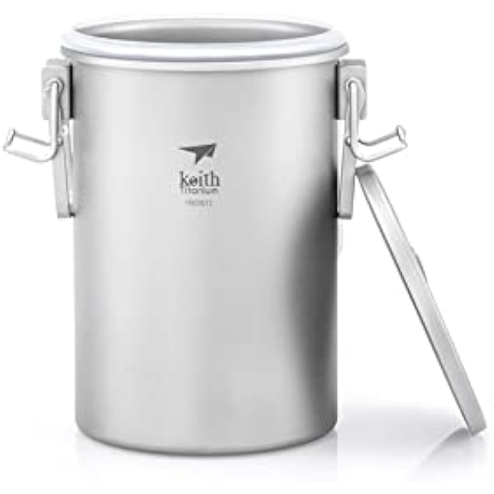 KEITH Cooking Pot Titanium Rice Cooker Kettle Boiling and Steaming Cooker Pot Classic Multifunctional Lightweight Non-Stick Storage Bag Included Ti6300