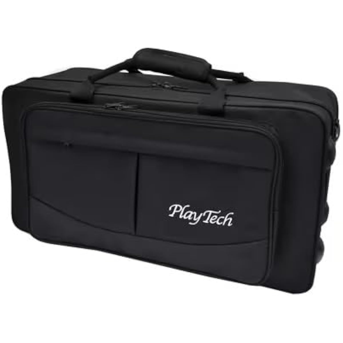PLAYTECH Trumpet Double Case, Semi-Hard Type, Holds 2 Mouthpieces, Black