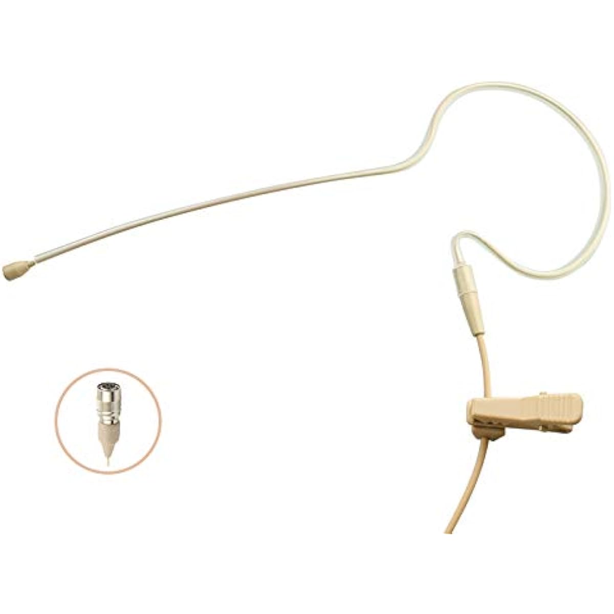 J K Pro Lightweight Low Profile Single Ear Hook Headworn Microphone Compatible with MIC-J S90 Audio Technica Wireless Transmitter - 4-Pin Hirose Connector