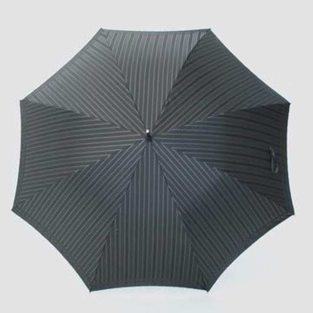 Makita Shoten Umbrella Men's Long Umbrella Tie Front Stripe x Back Plain Black Luxury Koshu Ori Rib 65cm Jump Made in Japan