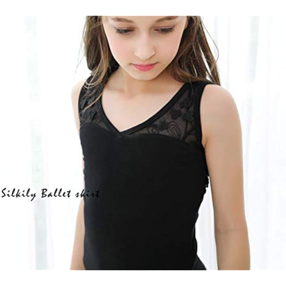 Manana ma11 Silkily Manana Leotard Ballet Children's No Skirt High Leg Lace Floral Pattern Costume Kids Junior Girls