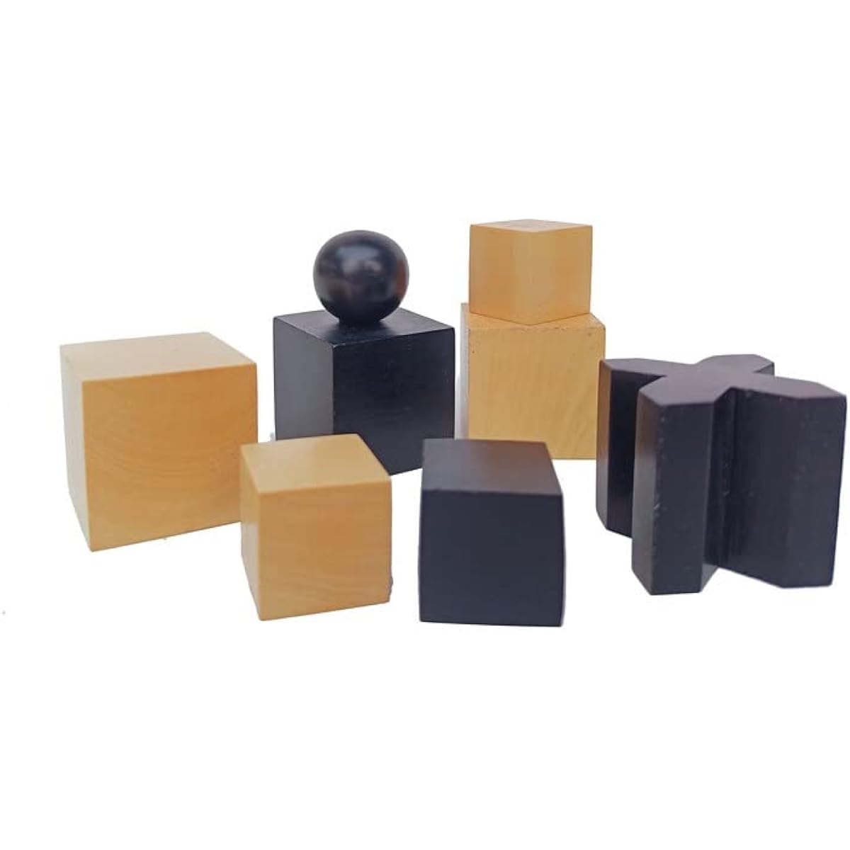 Minimalist Wooden Chess Set - 1923 Josef Hartwig Bauhaus Model Chess Pieces - Bonized Boxwood - Solid Wood Luxury Chessmen
