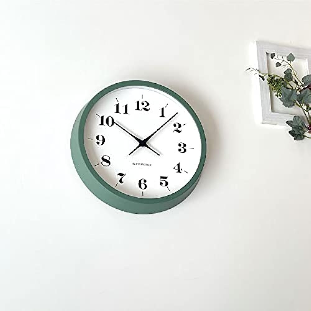 KATOMOKU muku clock 12 green radio clock continuous second hand movement km-97 φ306mm