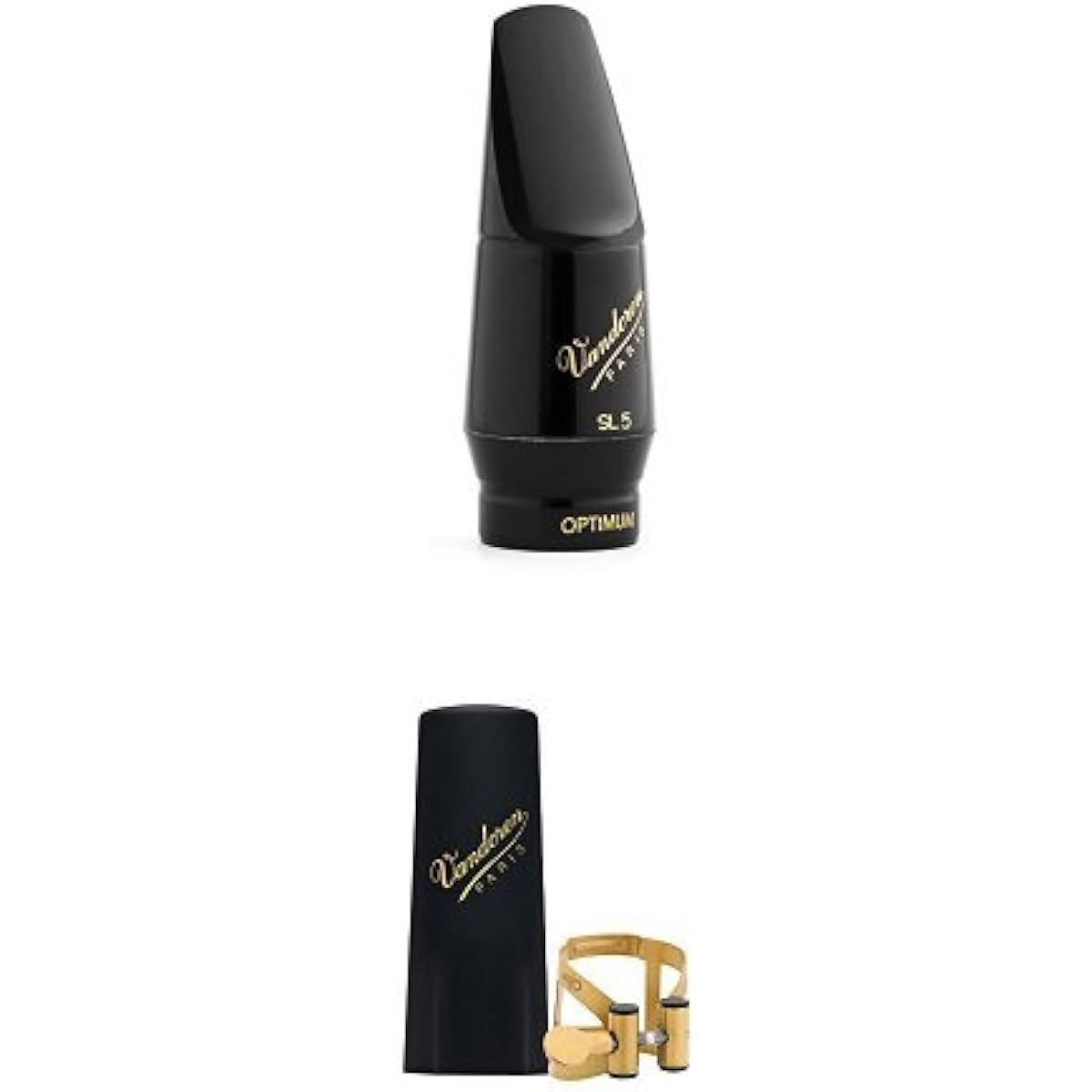 Vandoren Soprano Saxophone Mouthpiece "Optimum SL5" & Ligature "Leather" Plastic Cap Set
