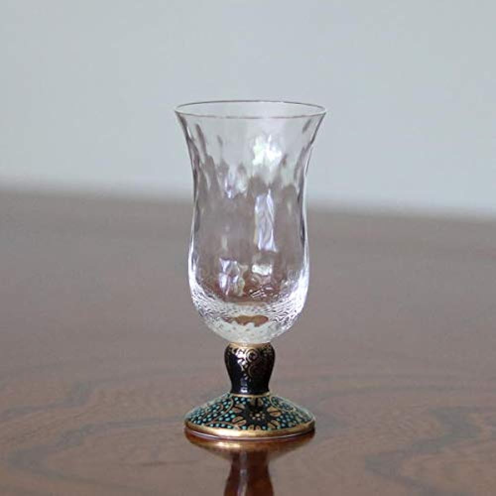 Kutani Ware Cold Sake Glass (Lattice) Blue Grain Tessen Made in Japan Capacity 70ml Kutani Japanese Glass Edo Glass