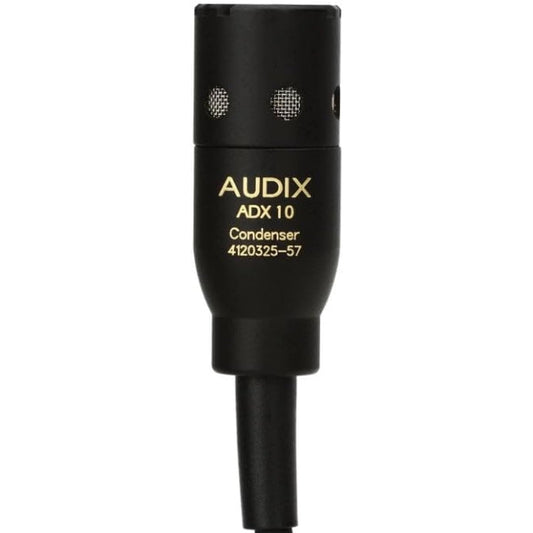 AUDIX ADX10 Compact, 10mm diameter, for flute, wind instrument recording, percussion, acoustic instrument recording, narration, lavalier microphone, condenser microphone, tie clip included, unidirectional, black