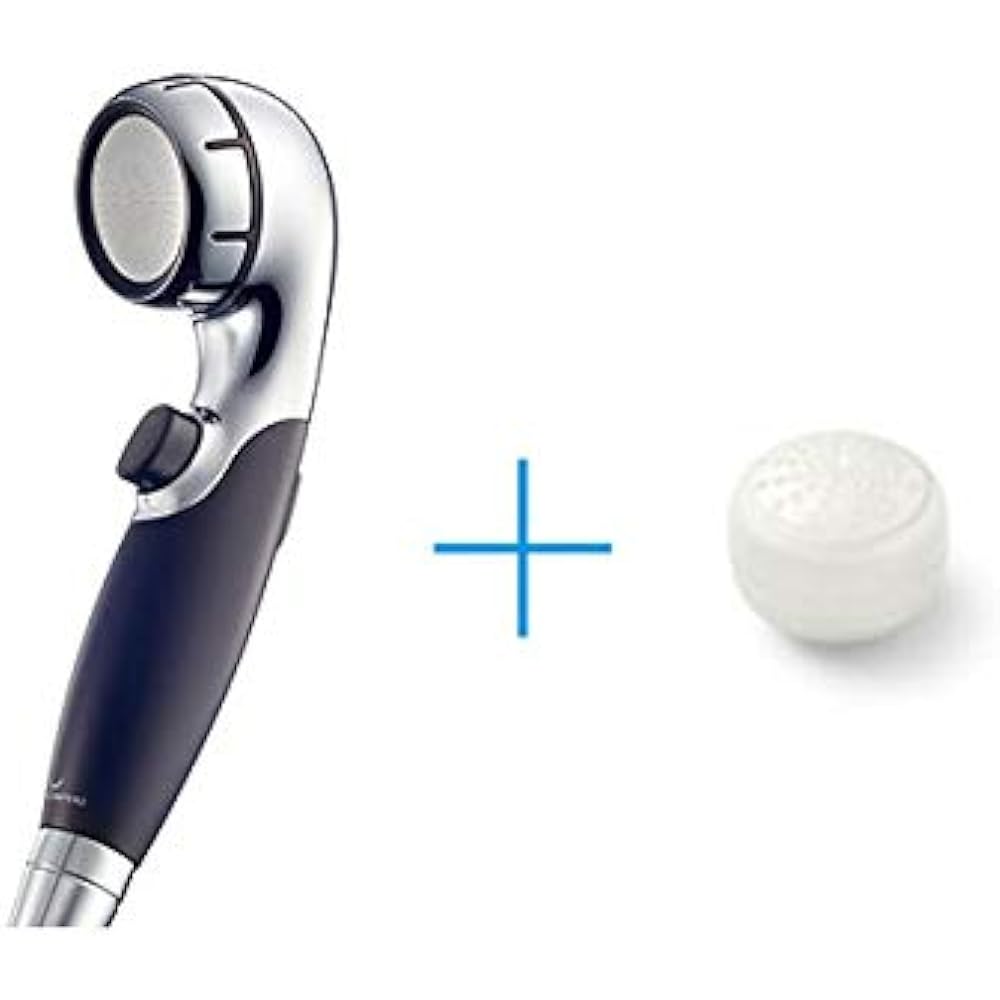 WATERCOUTURE Water Purification Shower Shower Head (Black) + Water Purification Cartridge (1 Piece) Set