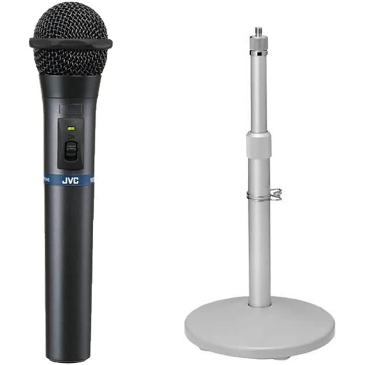 JVC Handheld Wireless Microphone WM-P970 and Tabletop Microphone Stand TL-P32 Set