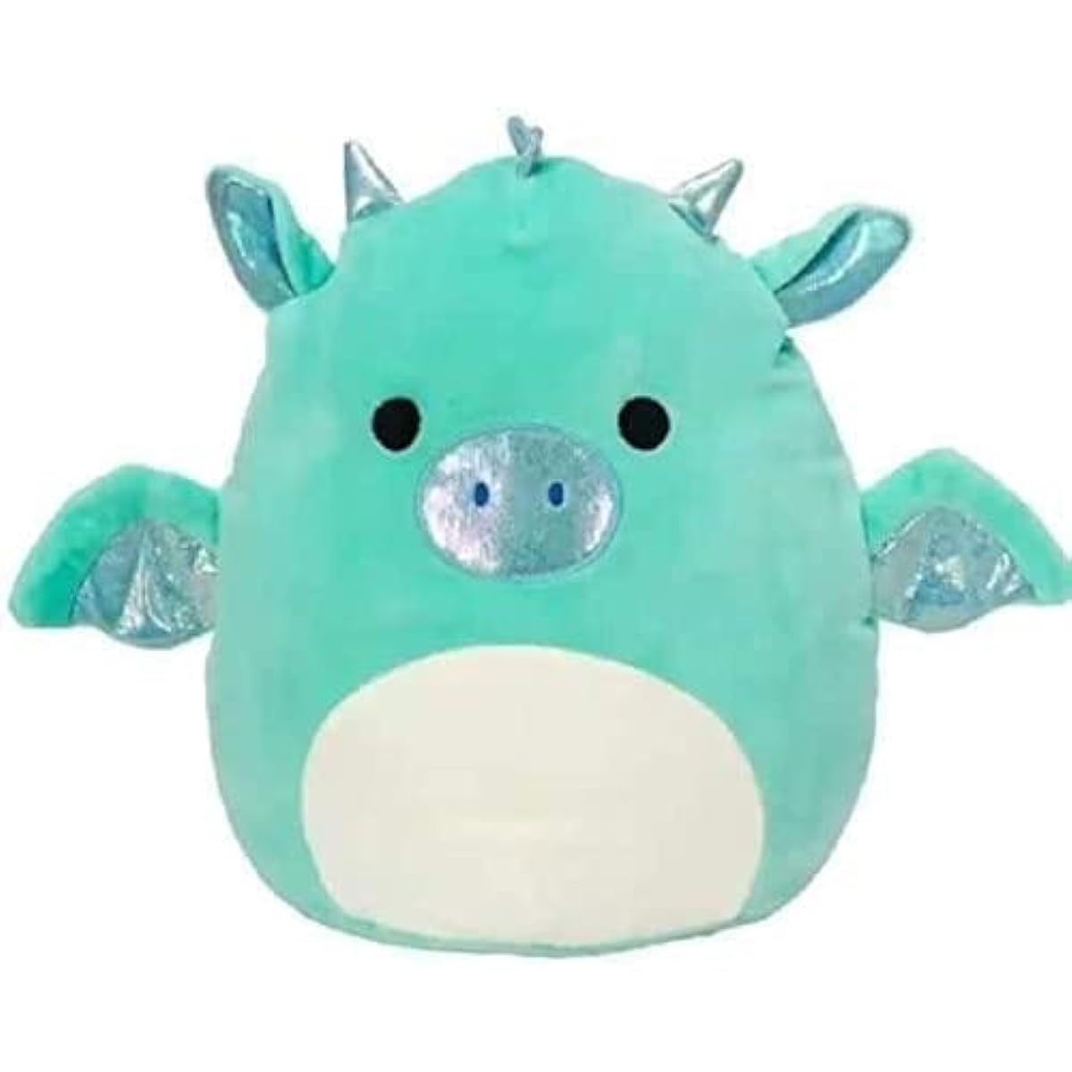 Squishmallow Dragon 20cm (8in) My Teal Plush Super Soft Hug Pillow, Silver, White