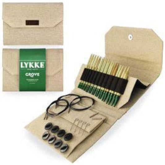 LYKKE Grove 5" Interchangeable Circular Knitting Needles Set in Beige Jute Canvas Case