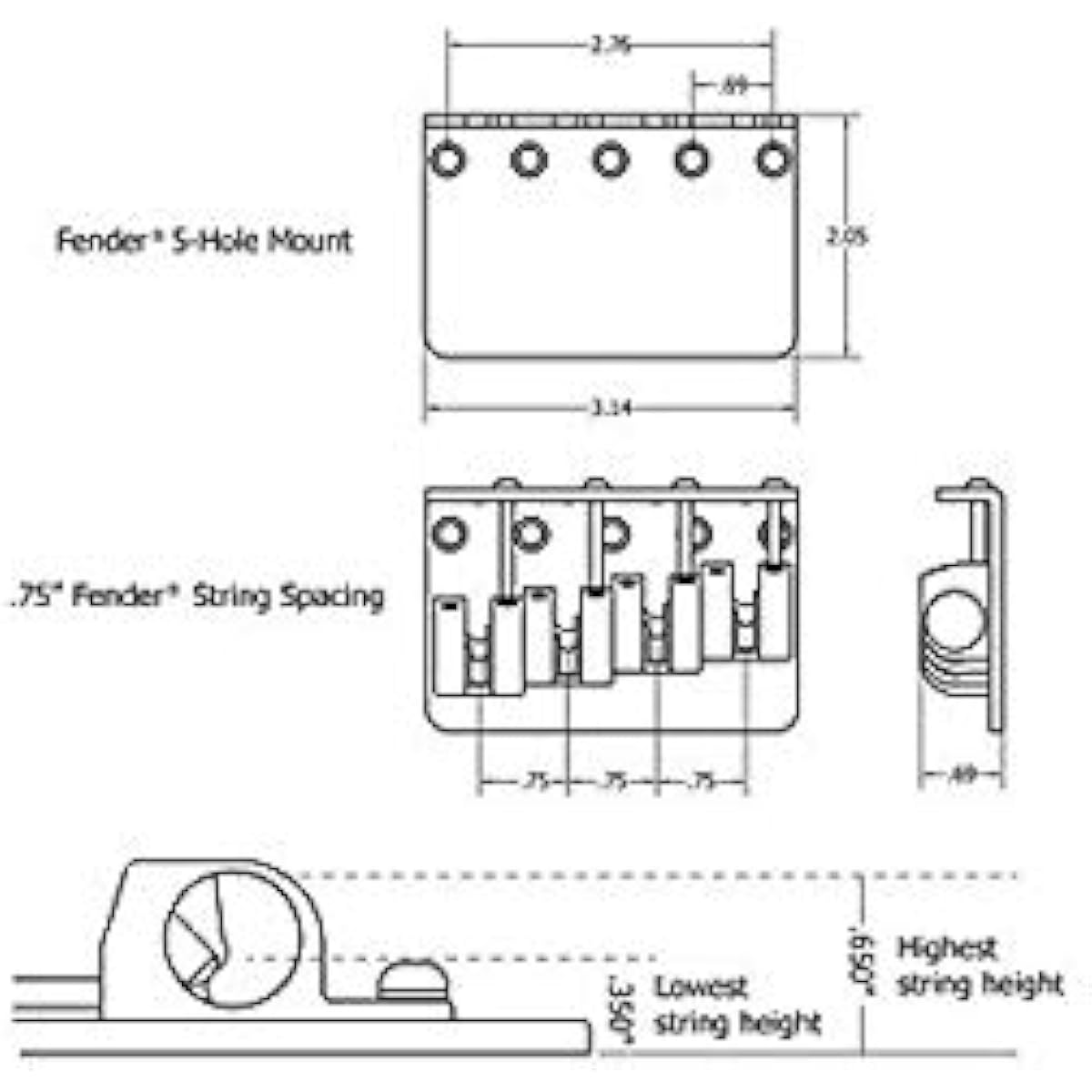 BABICZ Bass Bridge FCH Z Series 4-String Bass Bridge Chrome