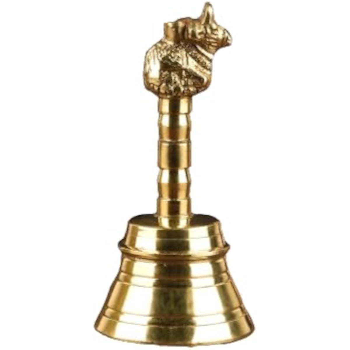 SATVIK Hindu Puja Brass Nandibel with Handle Pujan Prayer Ganti Mandir and Home Puja Wedding Event Decoration Indian Housewarming Return Gift Item