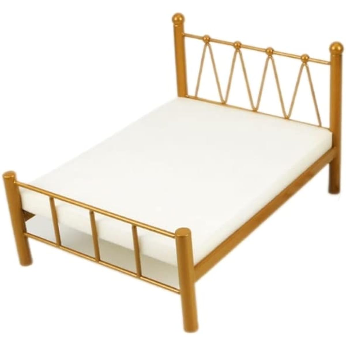 Eledoll 1/6 Dollhouse Bed Luxury Furniture for 12" Fashion Dolls 1:6 Scale Heavy Metal Gold