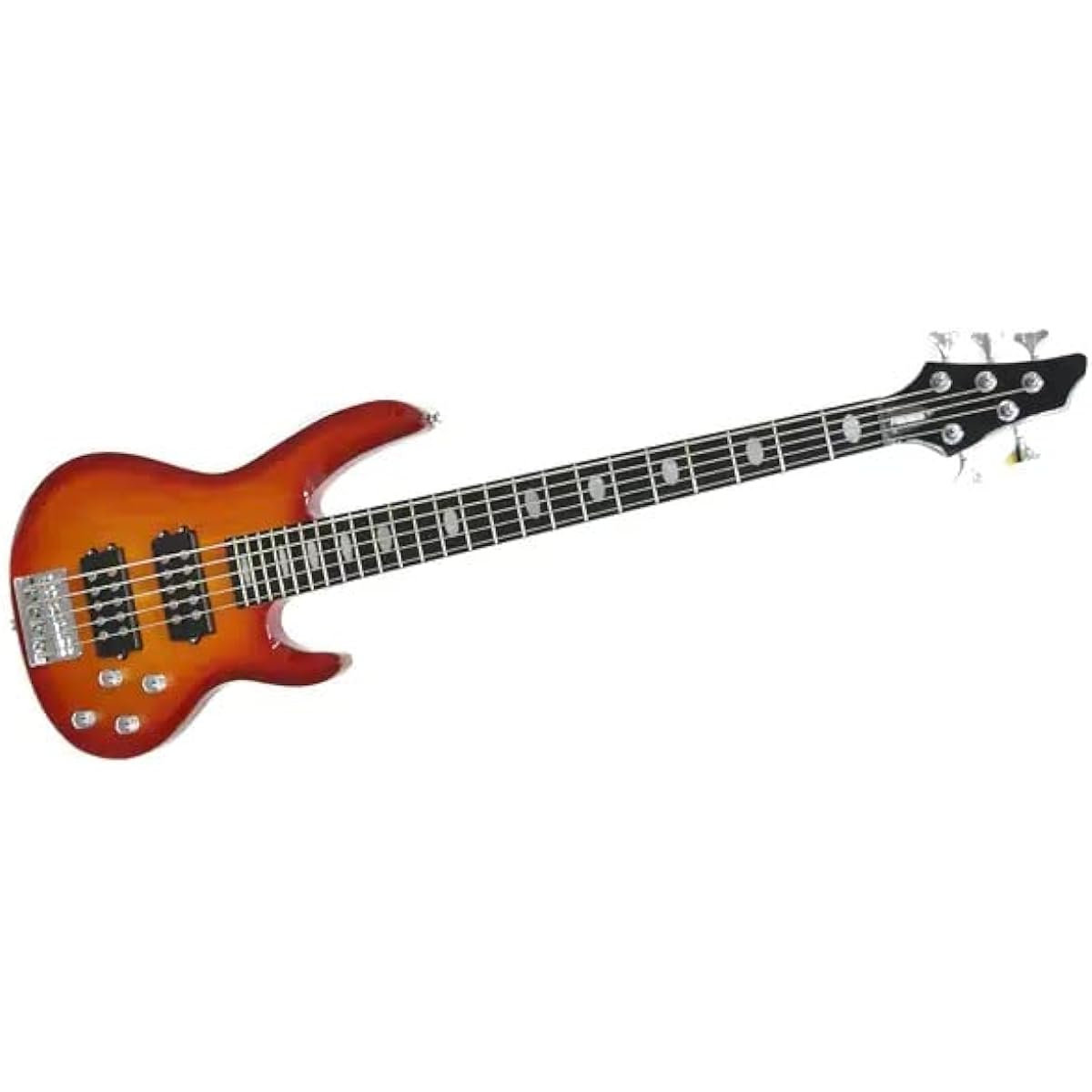 PLAYTECH 5-string active bass with 2-band equalizer and 2 humbucker pickups, Cherry Burst