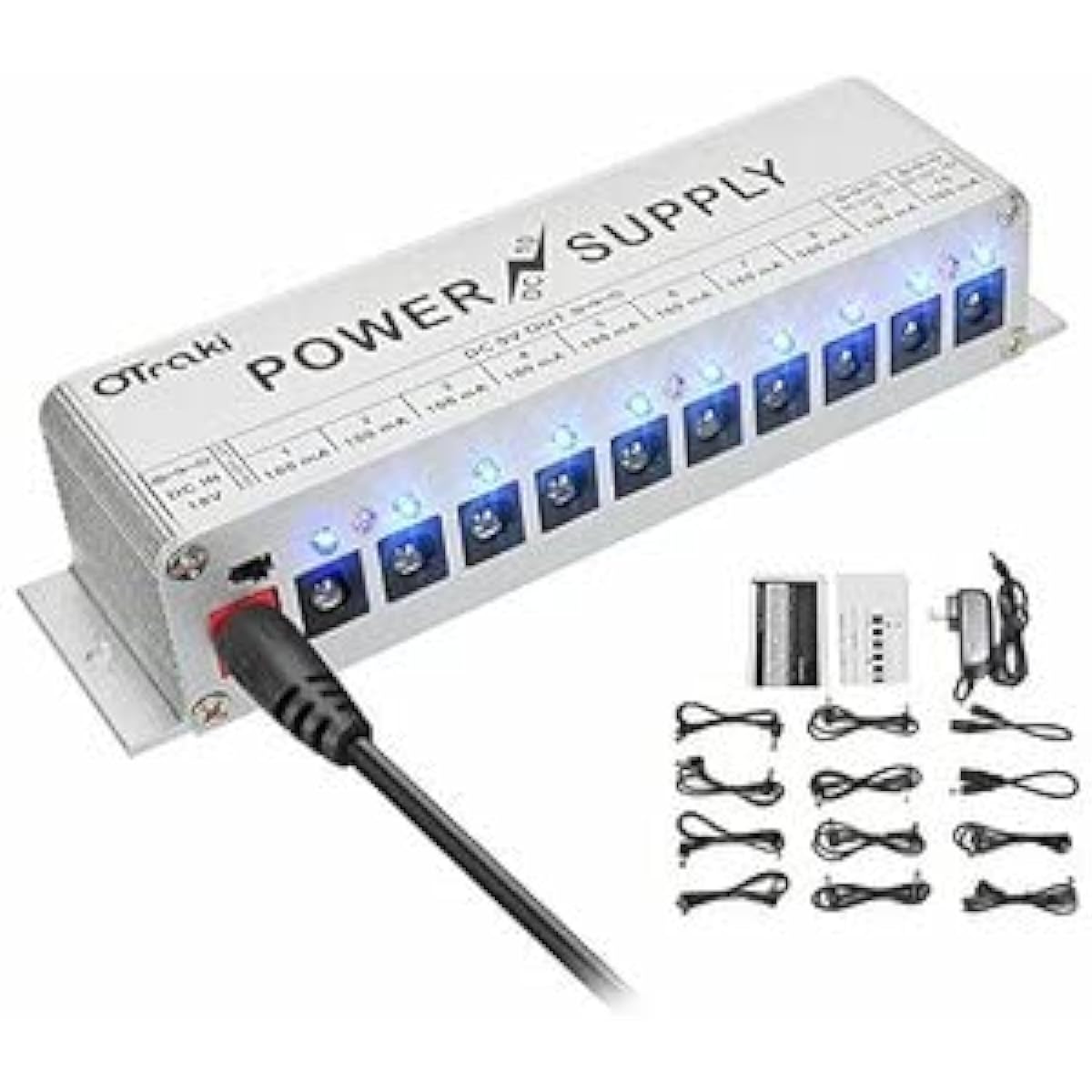 OTraki Effects Pedal Power Supply DC 9V 12V 18V 10 Channel Guitar Effects PSE Certified Japanese Instruction Manual