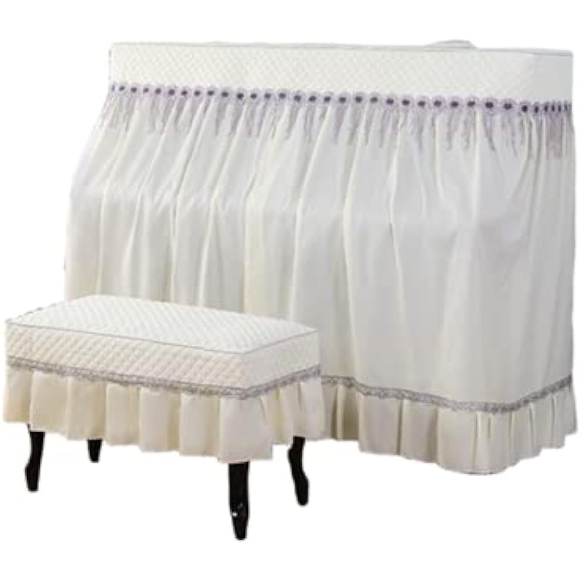 Piano cover, dust cover, piano cover, upright top cover, for standard upright pianos, electronic piano, full cover, stylish, simple, Nordic, lace, elegant (piano cover + chair cover (two-seater type), F)