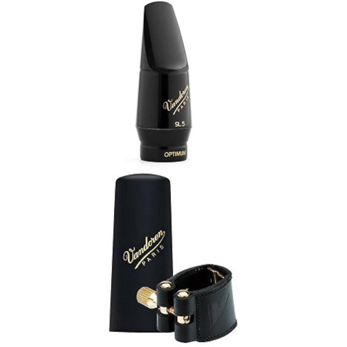 Vandoren Soprano Saxophone Mouthpiece "Optimum SL5" & Ligature "Leather" Plastic Cap Set