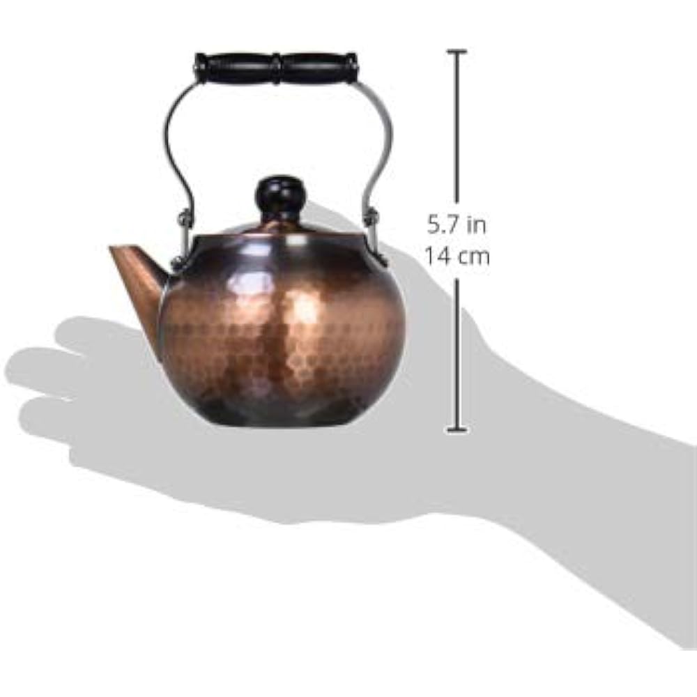 Shinko Metal Teapot, Shakudo Finish, 370ml, Pure Copper Shakudo Finish, Hammered Teapot, Hanging Type BC-202