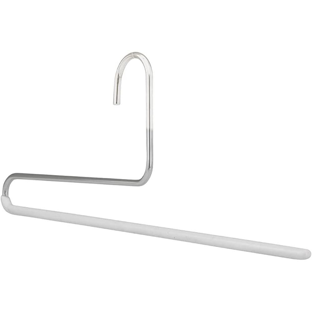 MAWA Pants Single Hanger [Set of 20, White] For Pants, Slim, Thin, Space Saving, Anti-Slip Coating, Perfect for Jeans, Pants, and Skirts, Durable Metal Hanger 35.0x12.5x0.8cm MA0212006-20