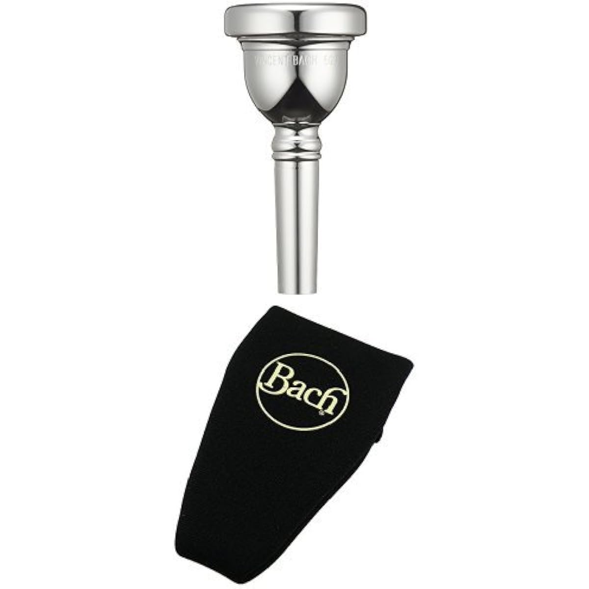 Back Trombone Mouthpiece 5G Silver Plated Finish (for Capillary) & Neoprene Mouthpiece Pouch