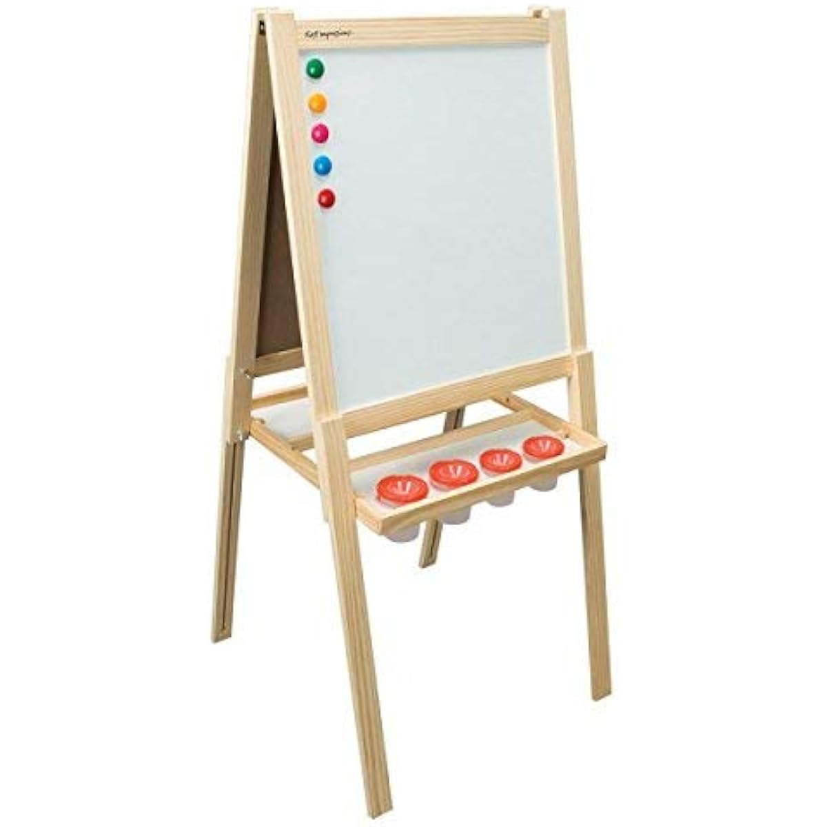 First Impressions Wooden Art Easel for Kids (2nd Edition) Kids Whiteboard Magnetic Chalk Board with Accessory Pack