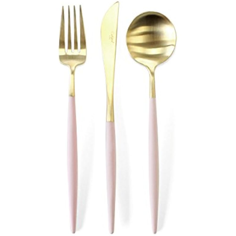 Cutipol GOA Pink Matte Gold Dinner Set of 6 (2 Knives, 2 Forks, 2 Spoons) with Presentation Box