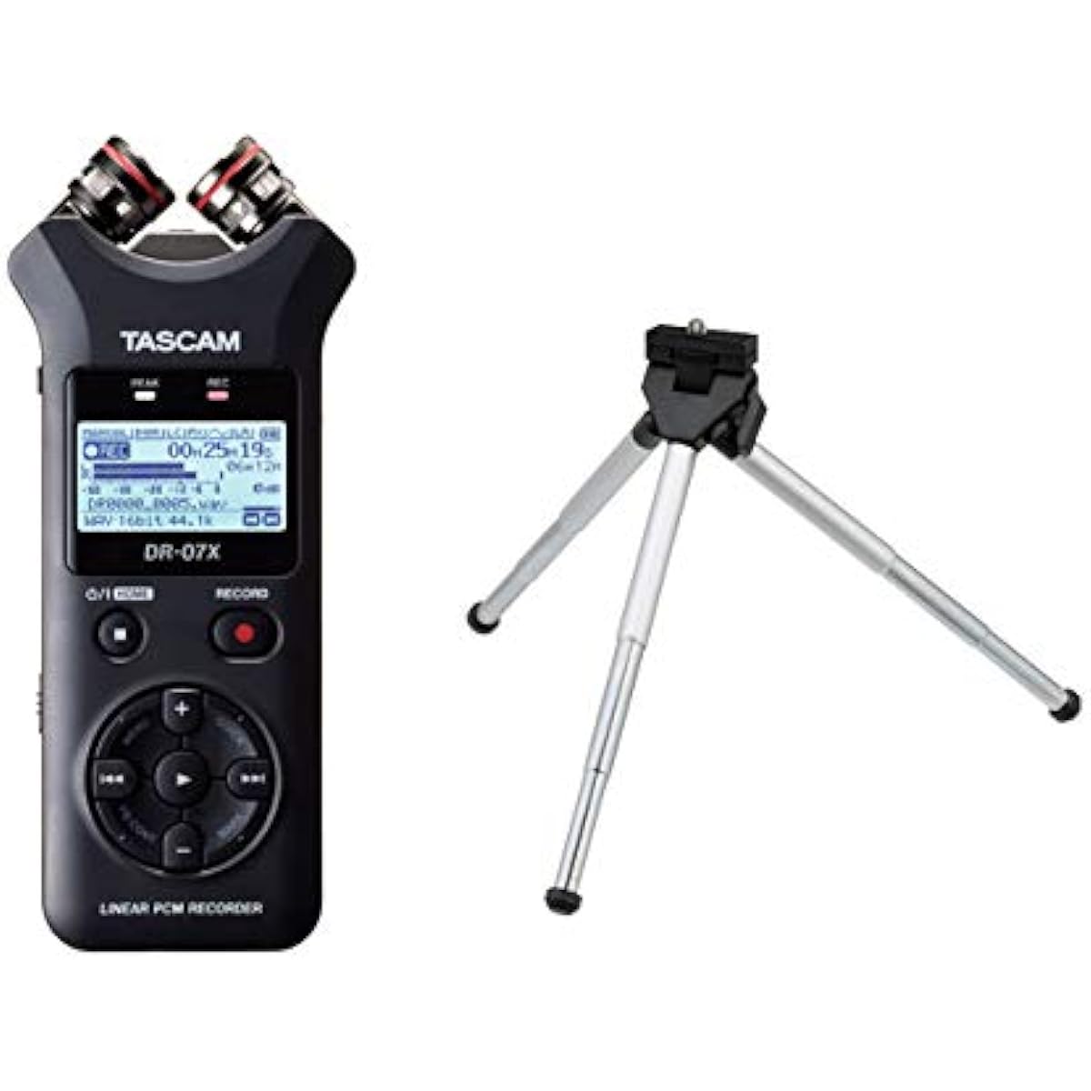 TASCAM - Stereo linear PCM recorder with USB audio interface DR-07X + mini tripod set