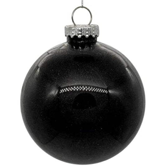 Vickerman 4" Clear Ball Christmas Ornament with Black Glitter Interior This item contains 6 ornaments.