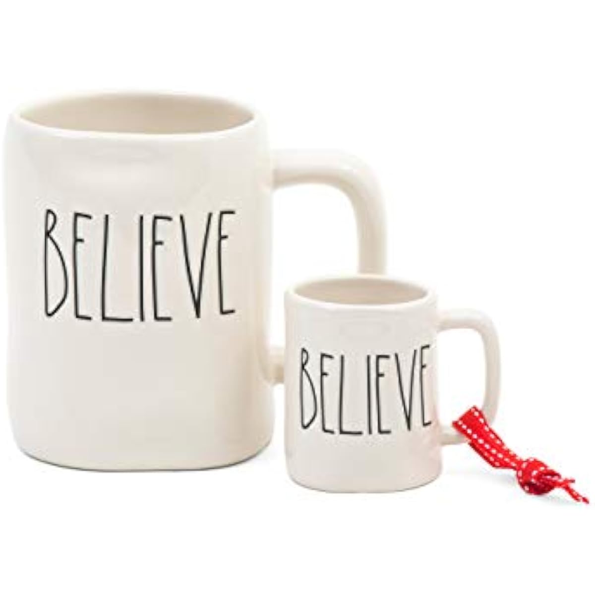 Magenta by Rae Dunn Christmas Tree Ornament and Holiday Picture Frame LL Large Letter Farmhouse Style (Believe Mug and Ornament Set)