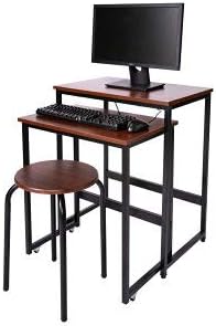 Iris Plaza Desk, Computer Desk, PC Desk, Desk, Study Desk, Computer Desk with Round Chair, Black SPCD