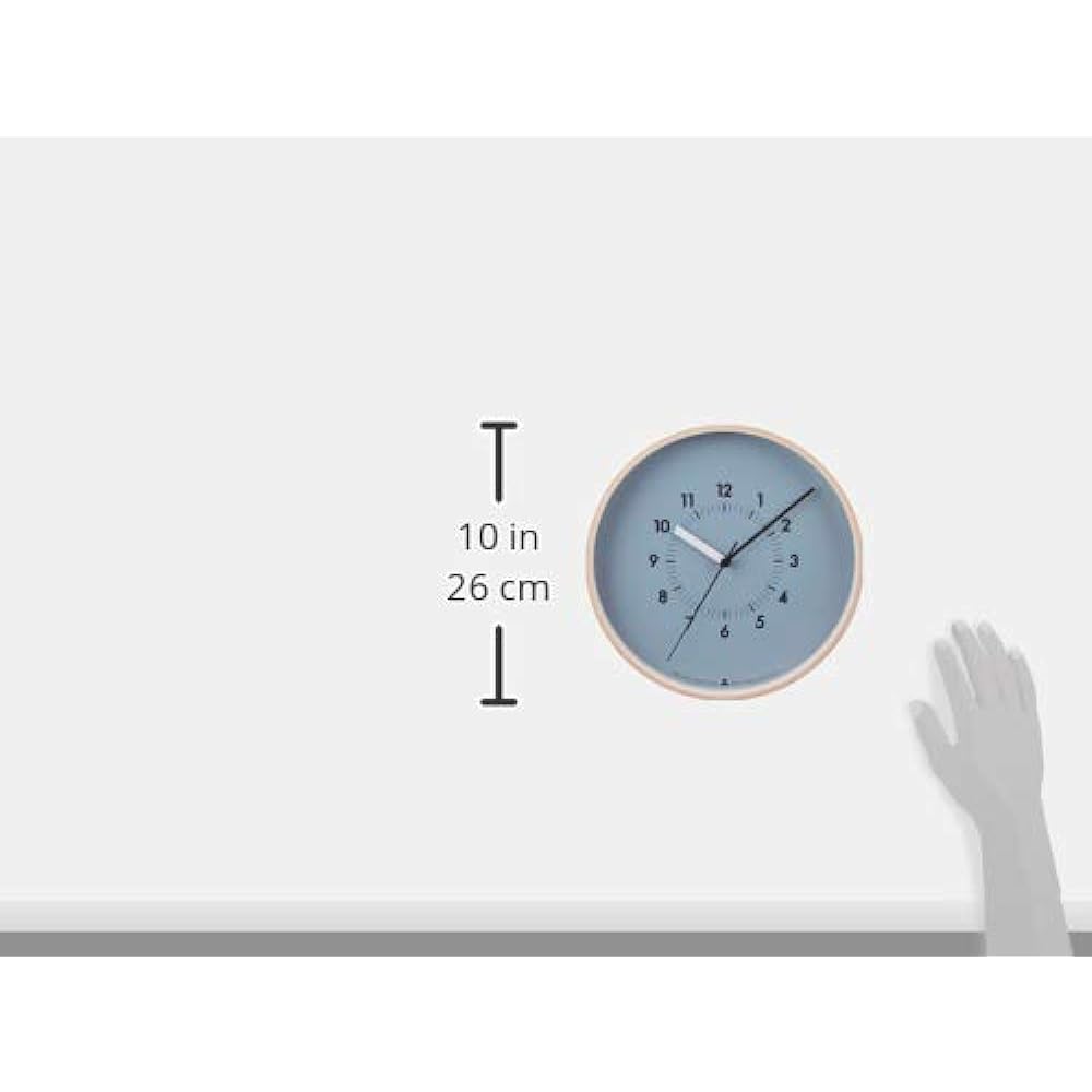 Lemnos Wall Clock Analog Soso General Quartz Clock Natural Wood SOSO Blue AWA13-06 BL Lemnos