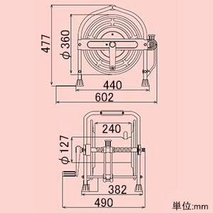 HATAYA Stainless Steel Hose Reel 40m Algae-proof Hose with Lever Nozzle, Narashimaki Hose Guide, Stainless Steel Pedal, Power Handle, Compact SLA-40P