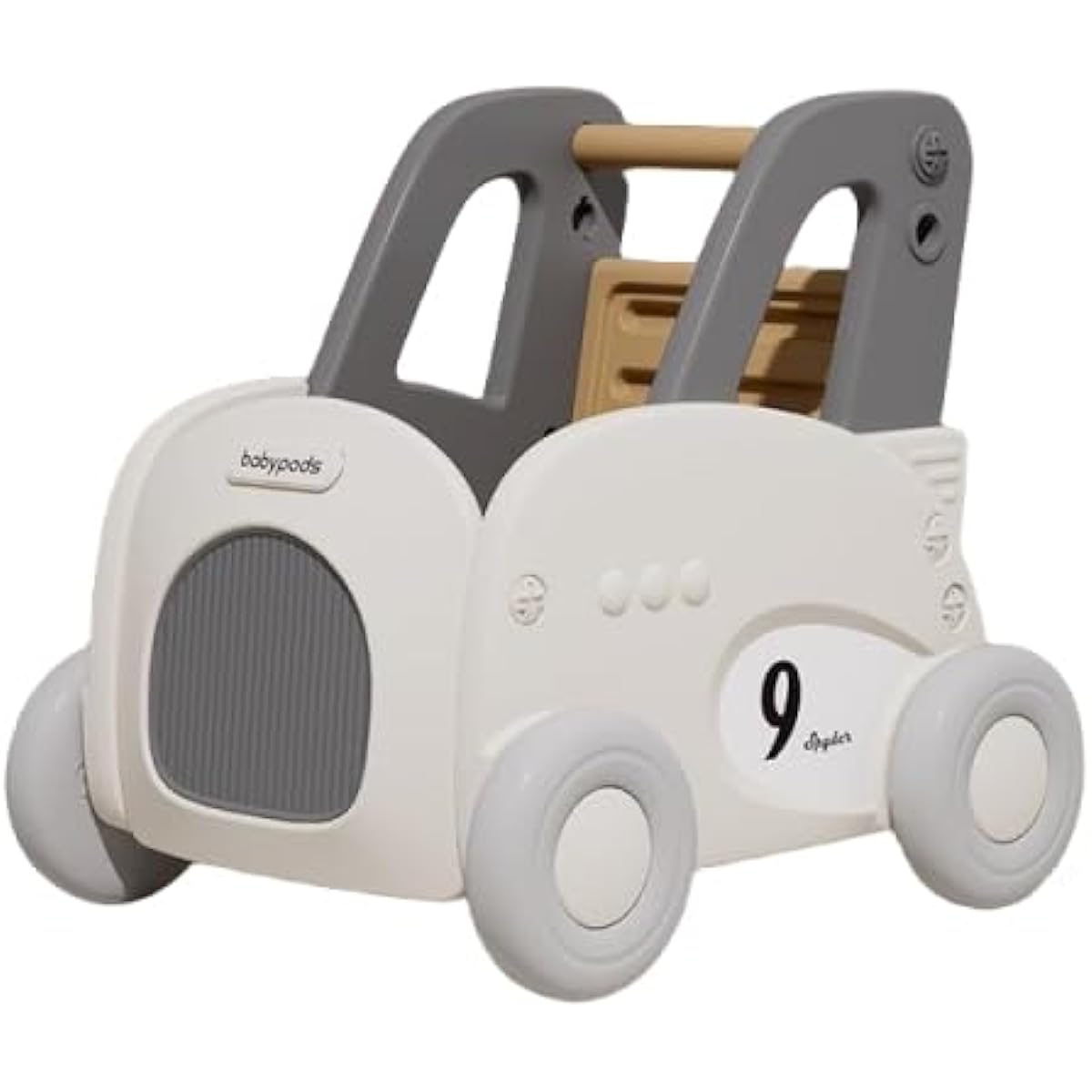 KCNN Mochi Wagon, Toy Storage Box, Box, Pushchair, Baby, Kids Wagon, Baby Walker, Wagon Toy, Toy Storage, Standing Up, Educational Toy, Walking Practice, Stylish, Cute (White)