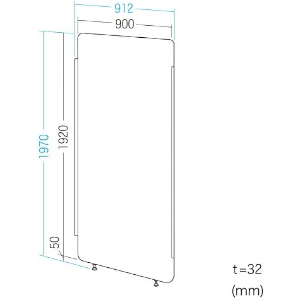 Sanwa Direct Sound Absorption Panel Felt with Adjuster Width 91.2cm Height 192cm Gray 100-SPT027GY