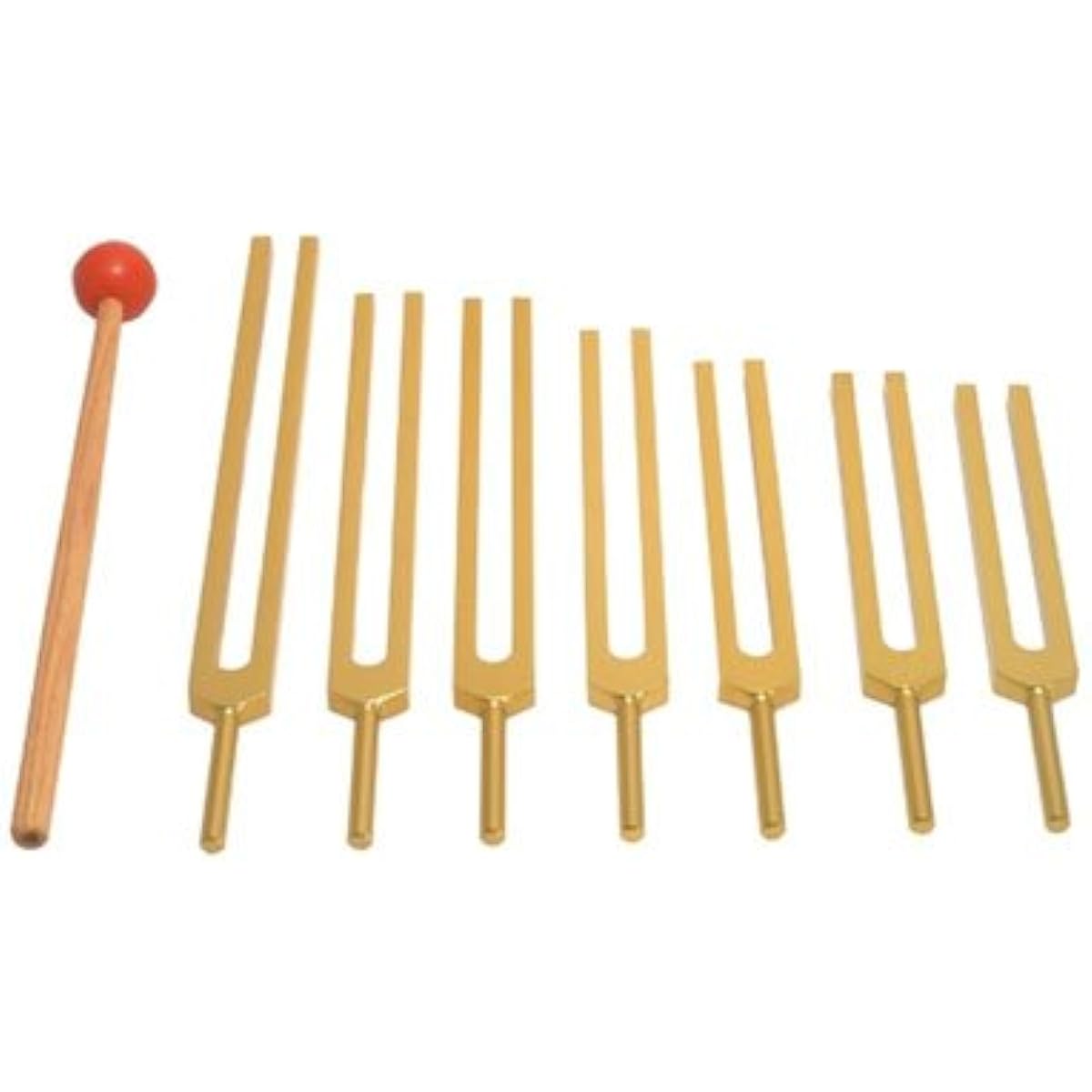 TFS Tuningforkshop Gold Finish 7 Chakra Tuning Fork Set