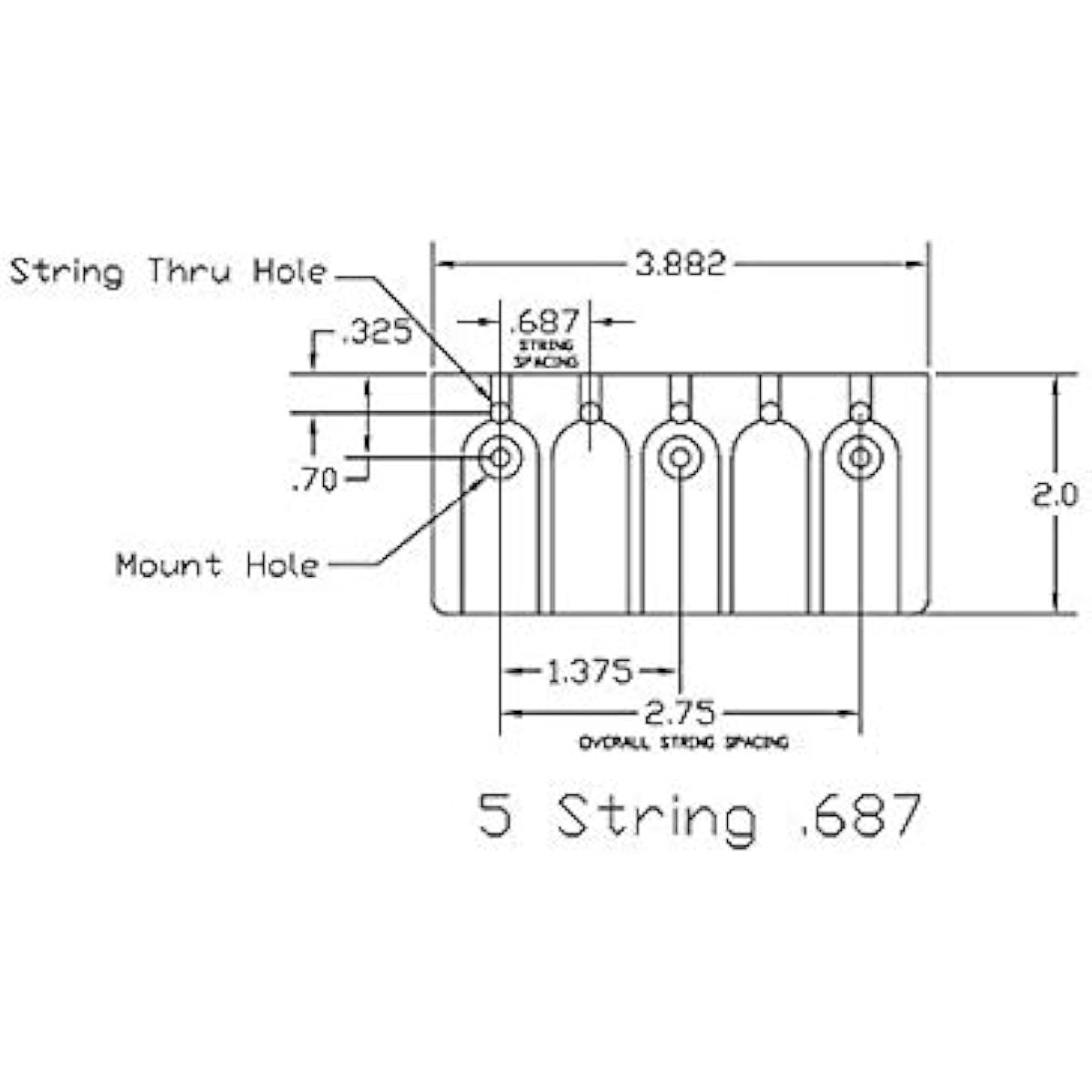 HIP SHOT 5-string Bass Bridge 5 Strings A Style Black .687 Brass