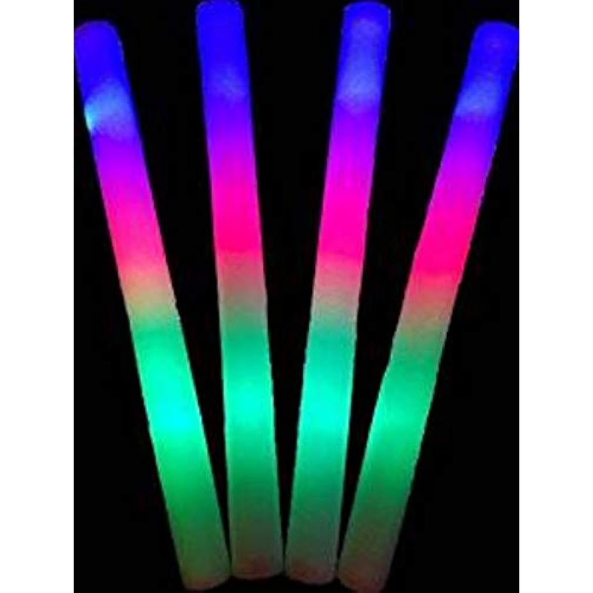 Los Angeles Superstore 12 Pack Light Up Foam Stick Baton LED Multicolor Color Changing Rally Foam 3 Modes Flashing 16" Soft Wand Glow Stick