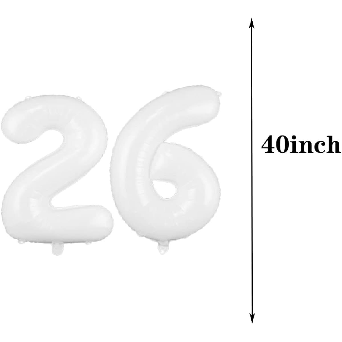26th Birthday Balloons, 26th Birthday Decorations, White 26 Balloons, Happy 26th Birthday Party Supplies, Number 26 Foil Mylar Balloons, Latex Balloons, Gifts for Women, Men