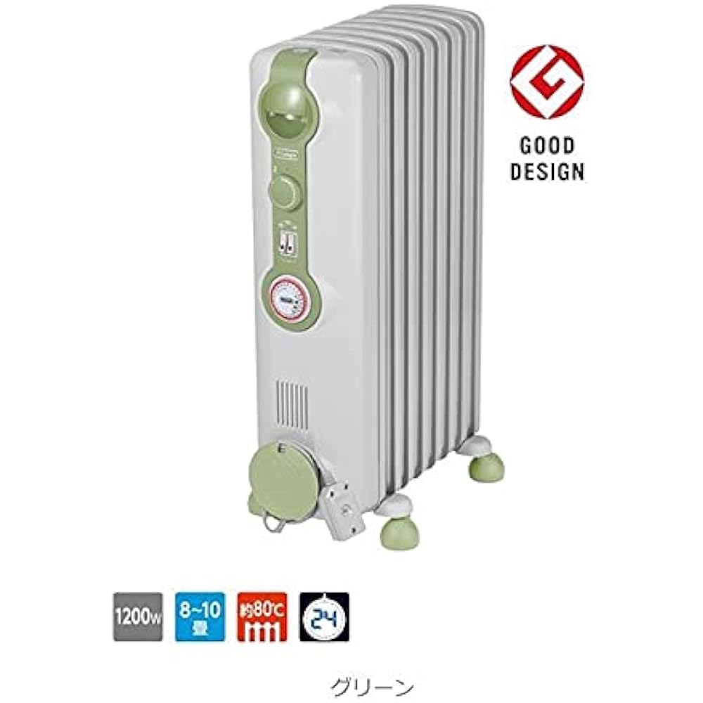 DeLonghi Oil heater with top hanger for 8-10 tatami green JR0812-GR