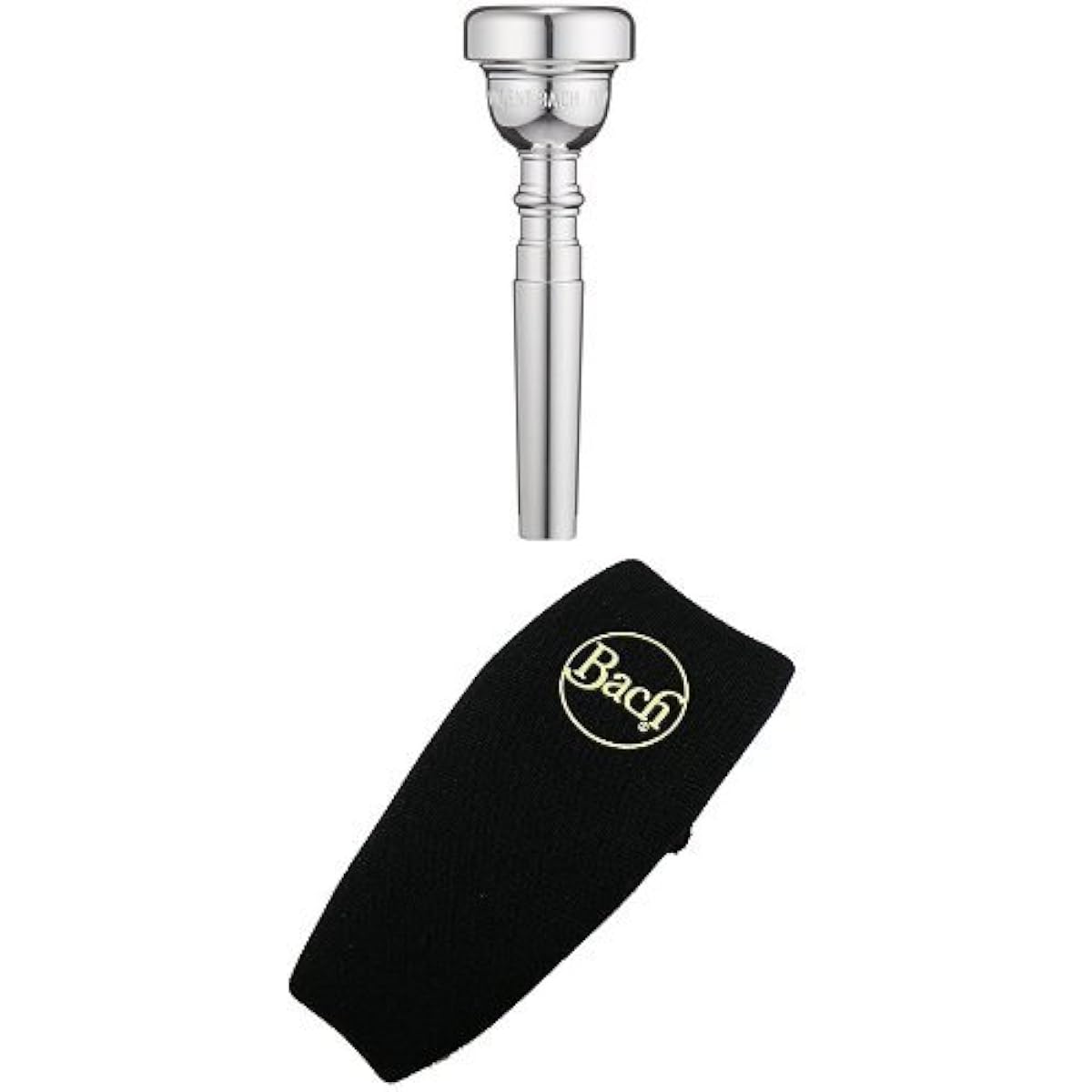 Bach Trumpet Mouthpiece 7EW Silver Plated Finish & Neoprene Mouthpiece Pouch Set