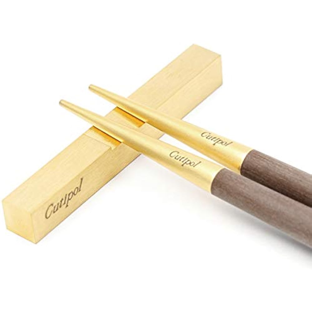 Cutipol GOA Brown Gold Chopsticks + Chopstick Rest Set G029BGB