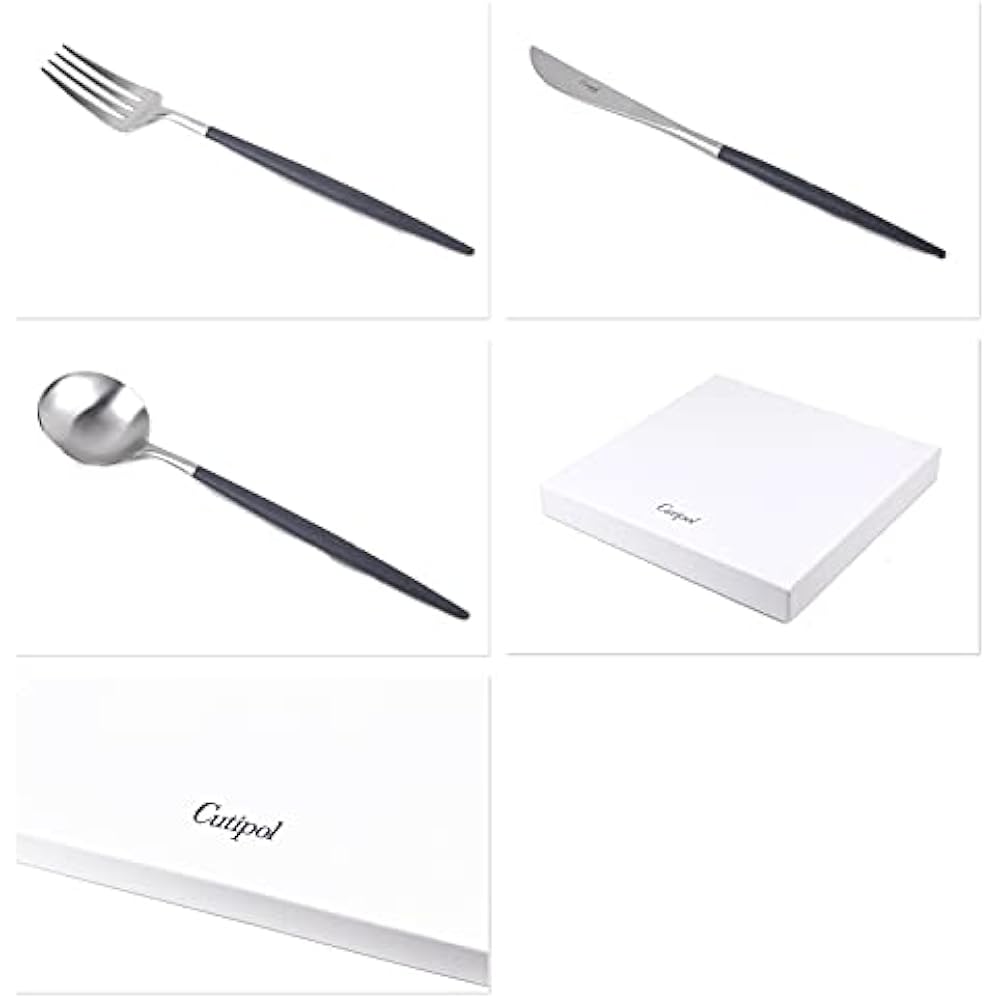 Cutipol GOA BLACK Dinner Cutlery [2 Spoons, 2 Forks, 2 Knives] 6 Piece Gift Box Set [Parallel Import]