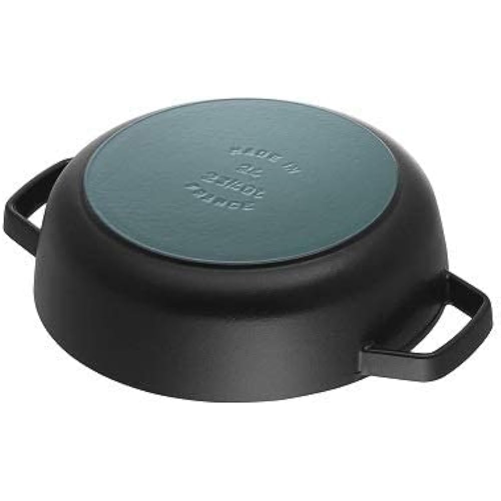 Staub "Braiser Saute Pan Black 24cm" Two Hand Cast Enamel Pot Shallow Sukiyaki Compatible with IH [Authorized Japanese Product] Braiser 40511-473