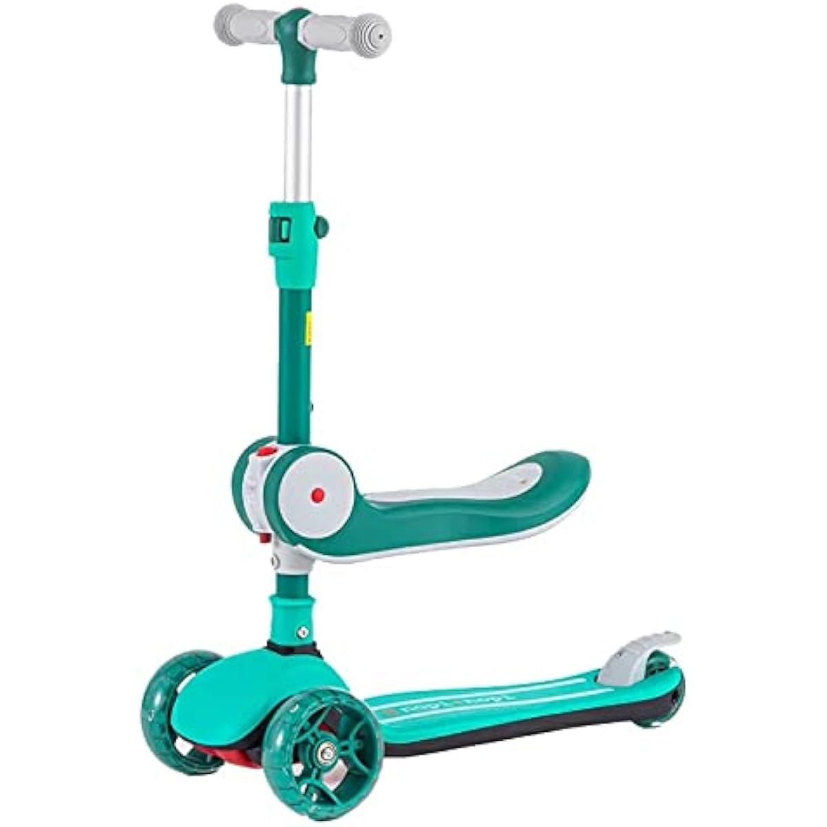 Kick scooter, 3 wheels, tires, light up, compact, brakes, height adjustment, foldable, for kids, nopinopi