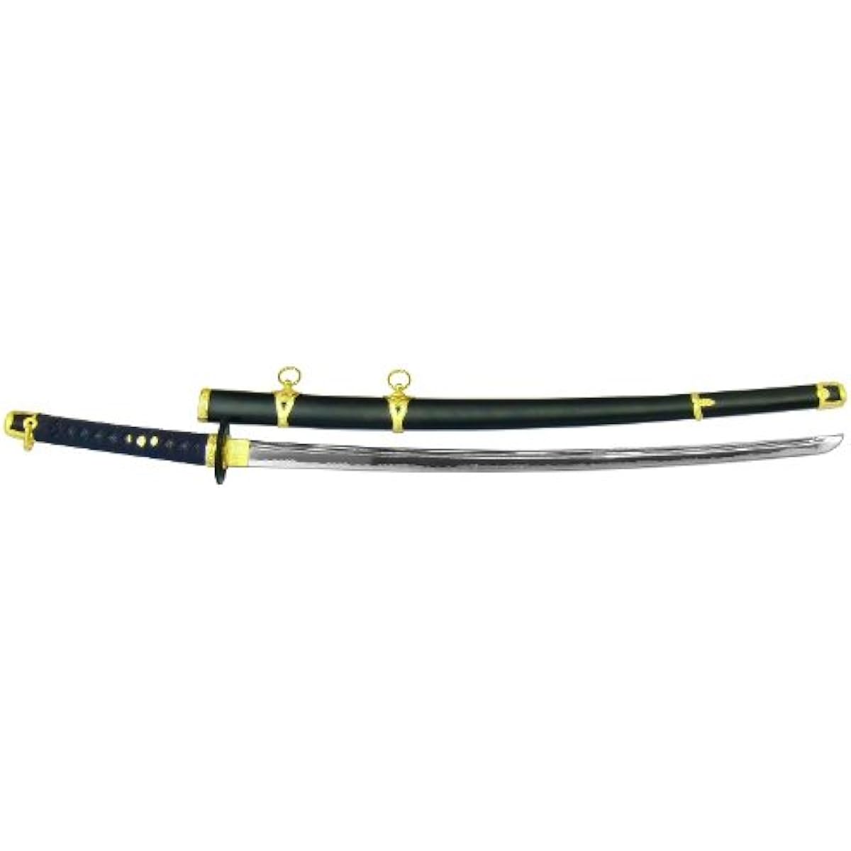 Imperial Japanese Army Sword, Navy Long Sword, Black Cord, Black Handle, Black Wood Scabbard, Blade with Hi-inlay, Blade with Hi-inlay, Comes with Sword Bag with Insignia