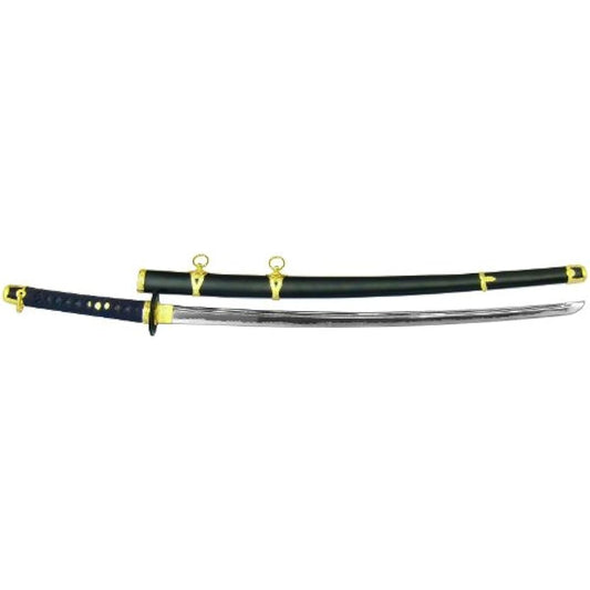 Imperial Japanese Army Sword, Navy Long Sword, Black Cord, Black Handle, Black Wood Scabbard, Blade with Hi-inlay, Blade with Hi-inlay, Comes with Sword Bag with Insignia