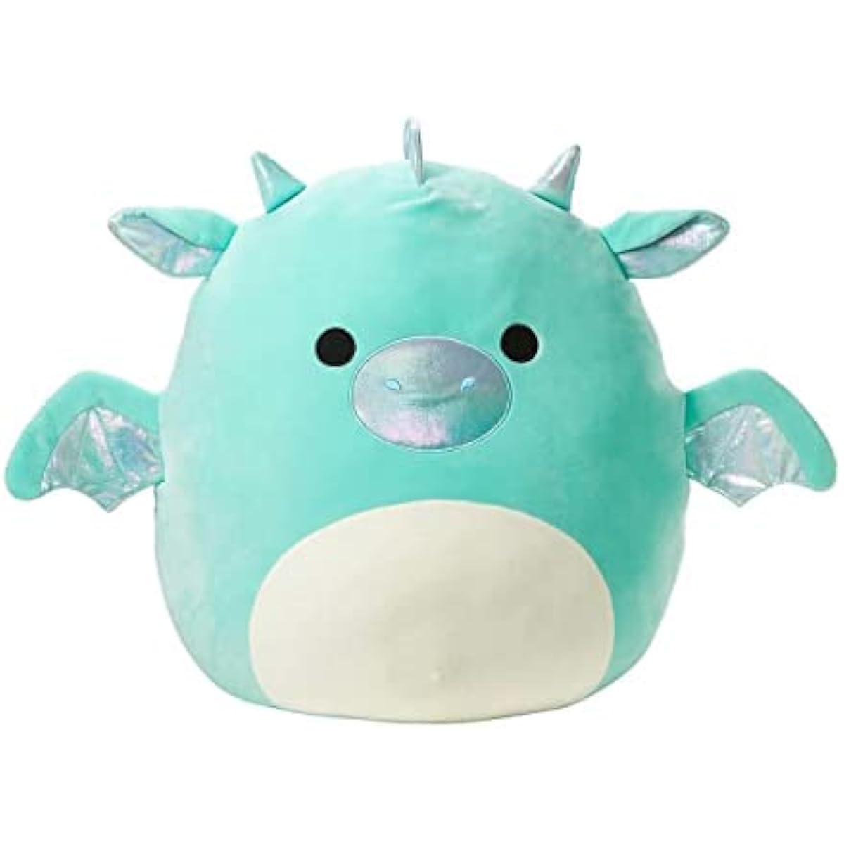Squishmallow Dragon 20cm (8in) My Teal Plush Super Soft Hug Pillow, Silver, White