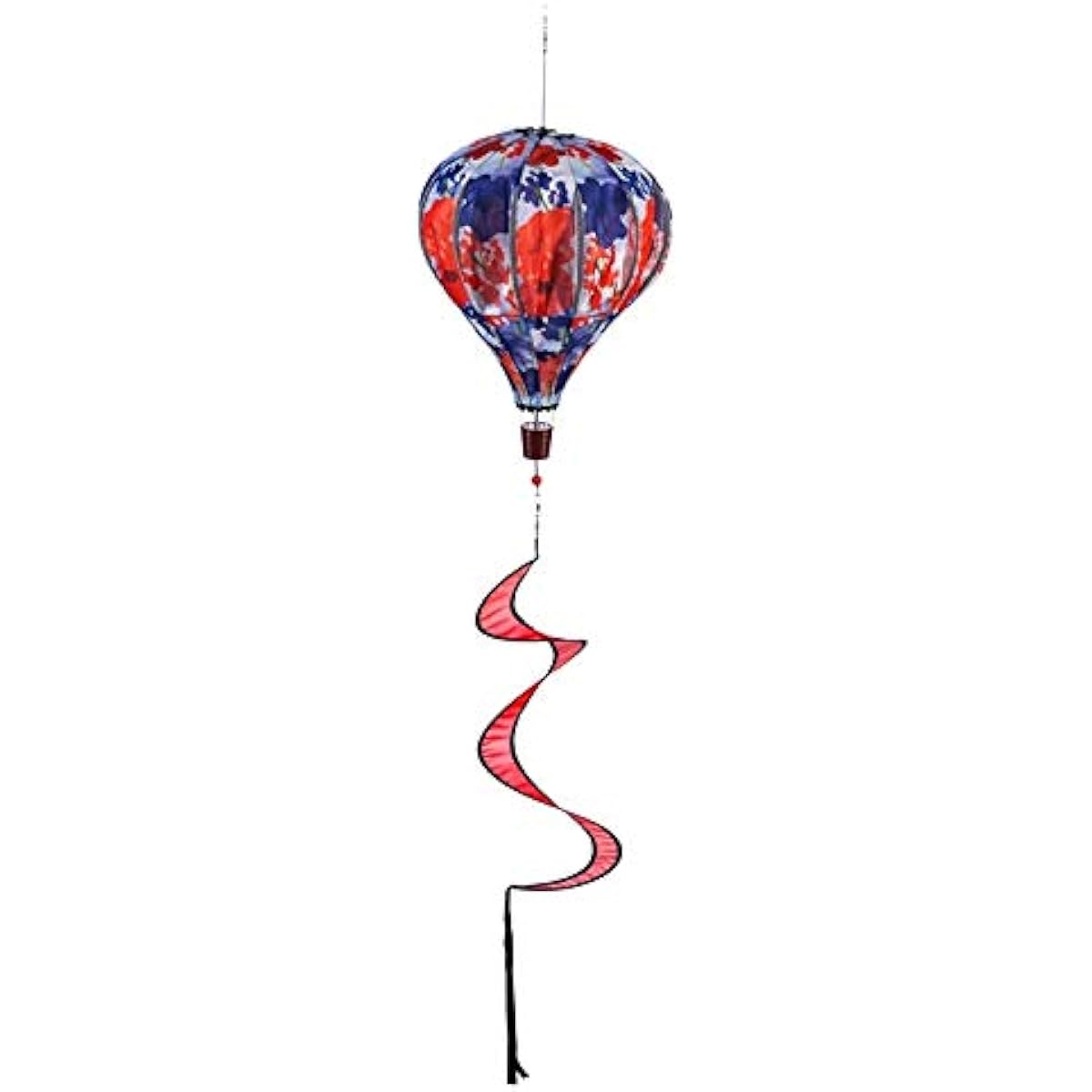 Evergreen Flag Beautiful Patriotic Floral Balloon Wind Spinner Hanging Decoration - 15 x 15 x 55 Inch Fade and Weather Resistant Outdoor Decor for Home and Garden