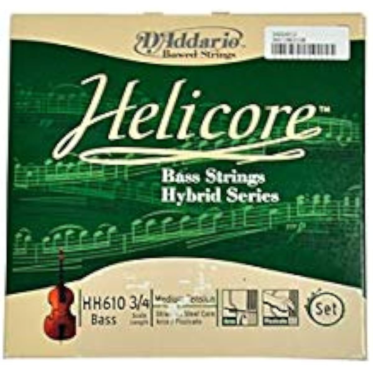 DADDARIO Double Bass String Set HELICORE HYBRID MEDIUM