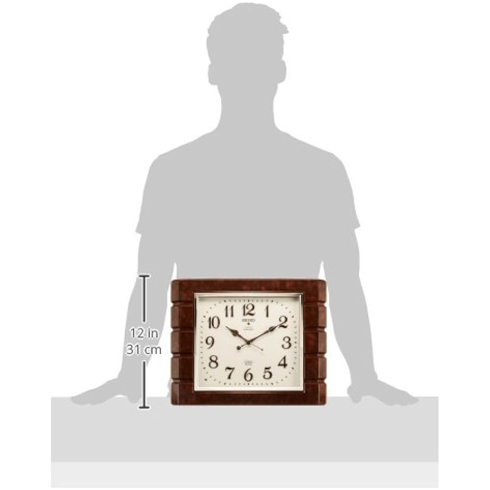 Seiko Clock Wall Clock Radio Analog Time Selectable Chime & Strike Square Dark Brown Marble Pattern RX209B